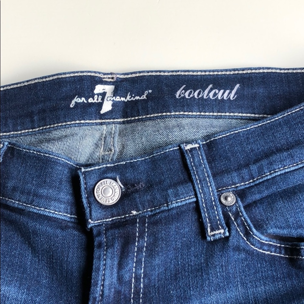 7 For All Mankind Women’s Boot Cut Jeans Dark Blue 30 Low Rise long 7FAMK - Picture 10 of 14